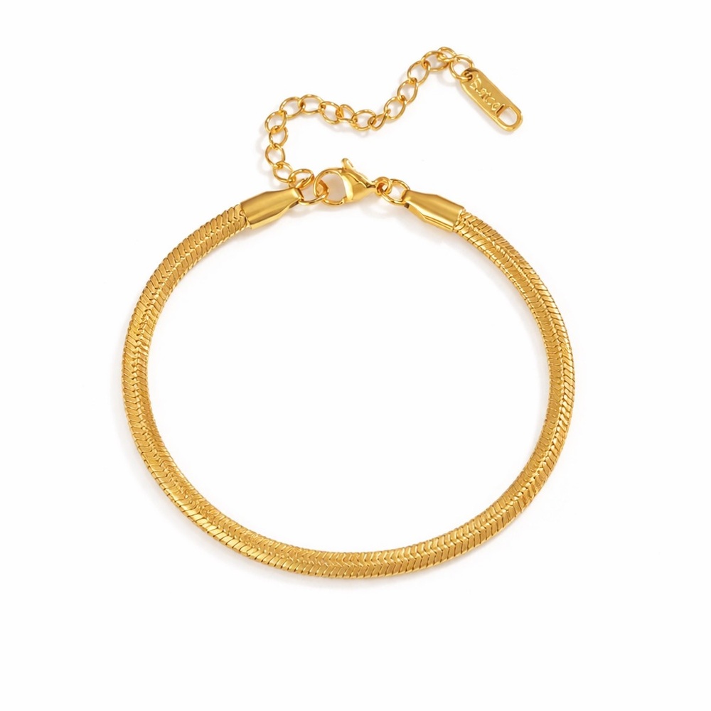 Gold PVD Coated Stainless Steel Herringbone Bracelet